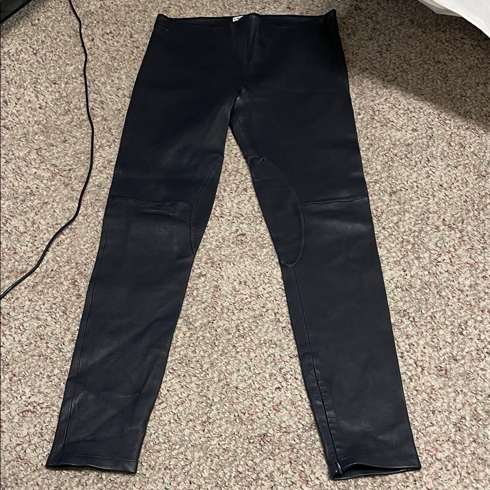 New Black Leather Pants with zip ankle